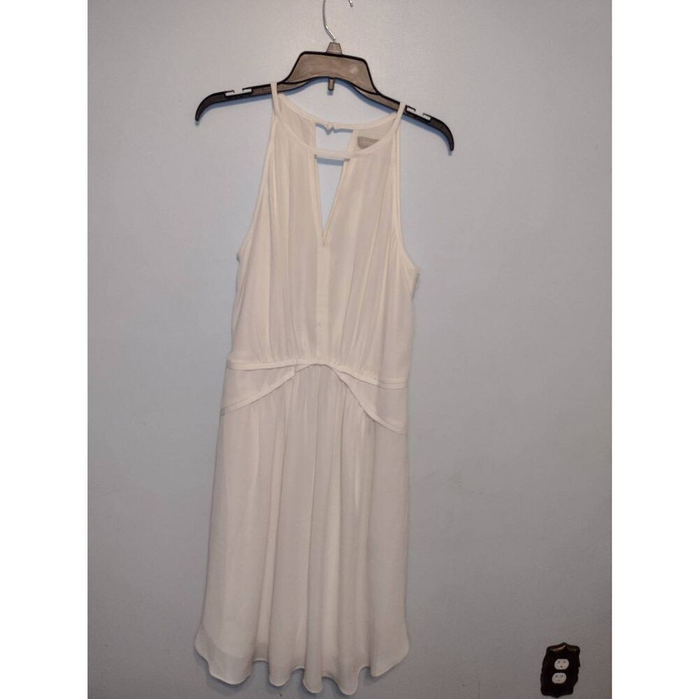 NWT Banana Republic Ivory High Neck Sleeveless Flowy A-line Zip Dress Size 12